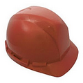 Hard Hat with ratchet adjustment and 4 point nylon suspension in Orange and Full Color Label.